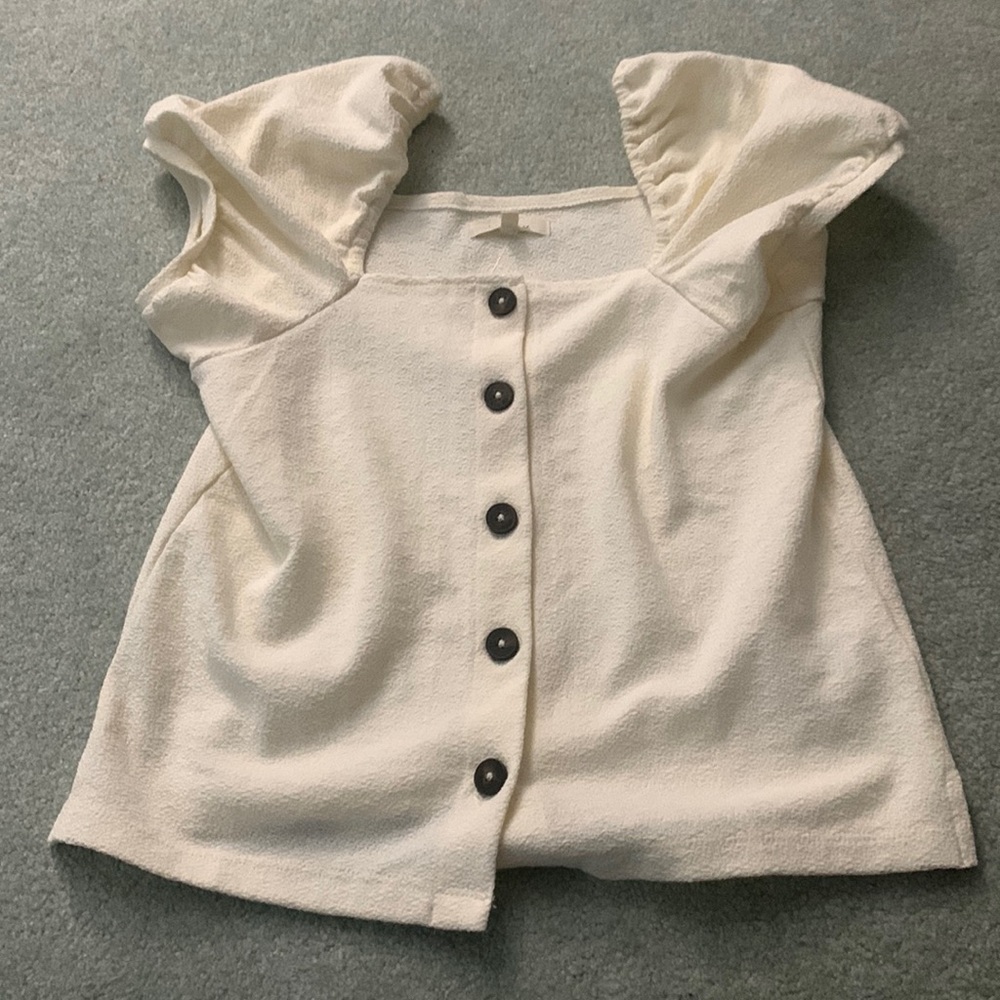 Madewell puff sleeve square neck buttoned shirt